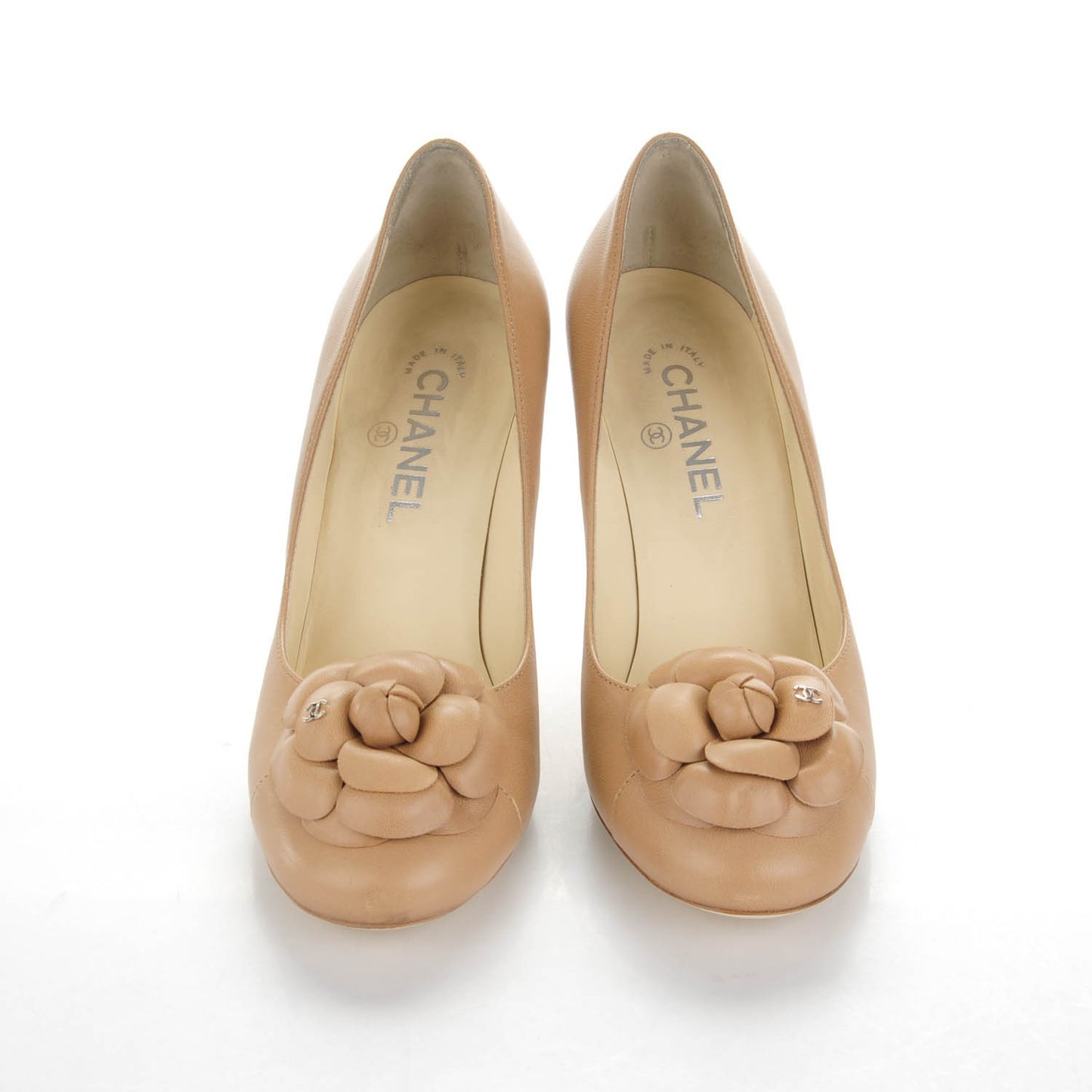 Lambskin Camellia Pumps 40 Beige