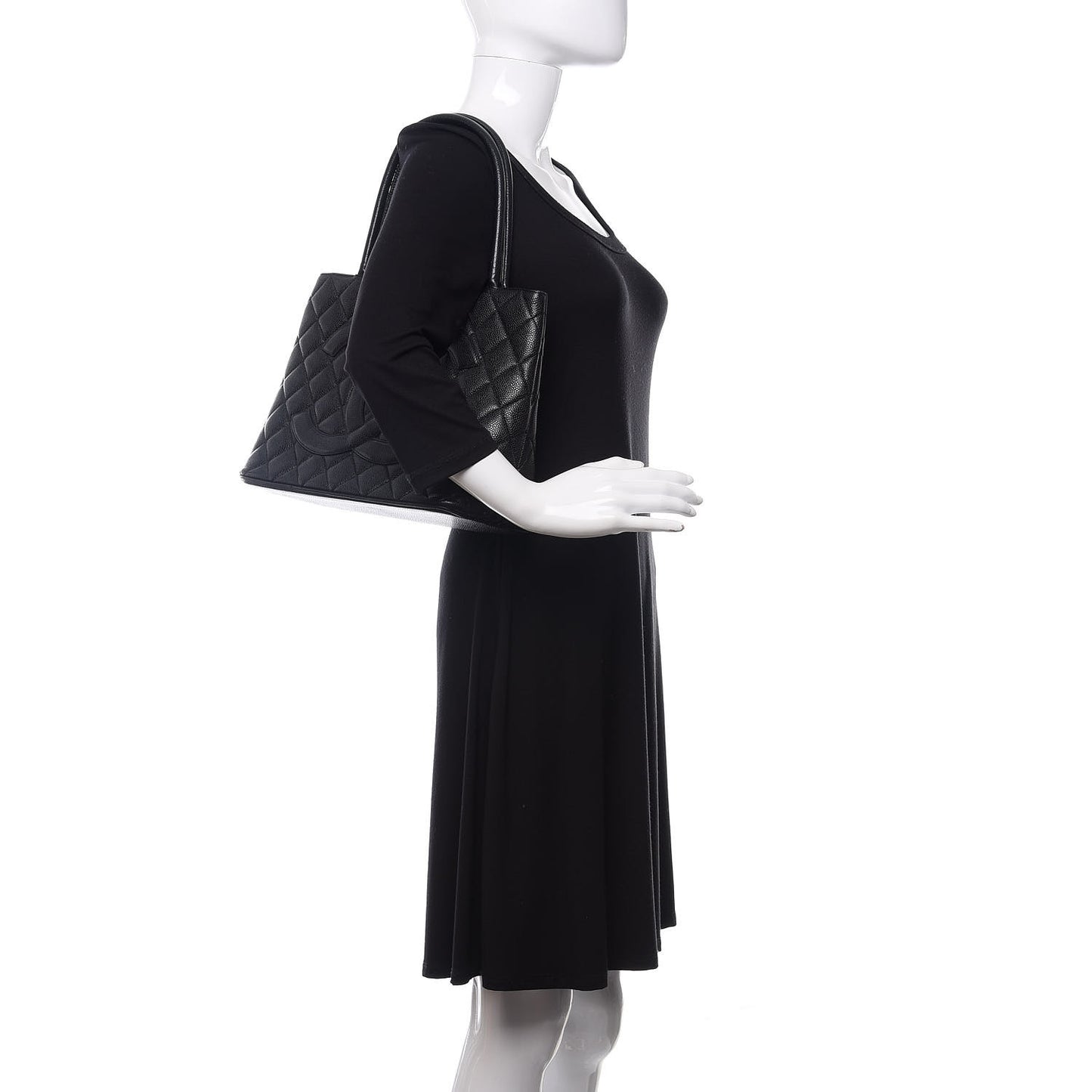 Caviar Quilted Medallion Tote Black