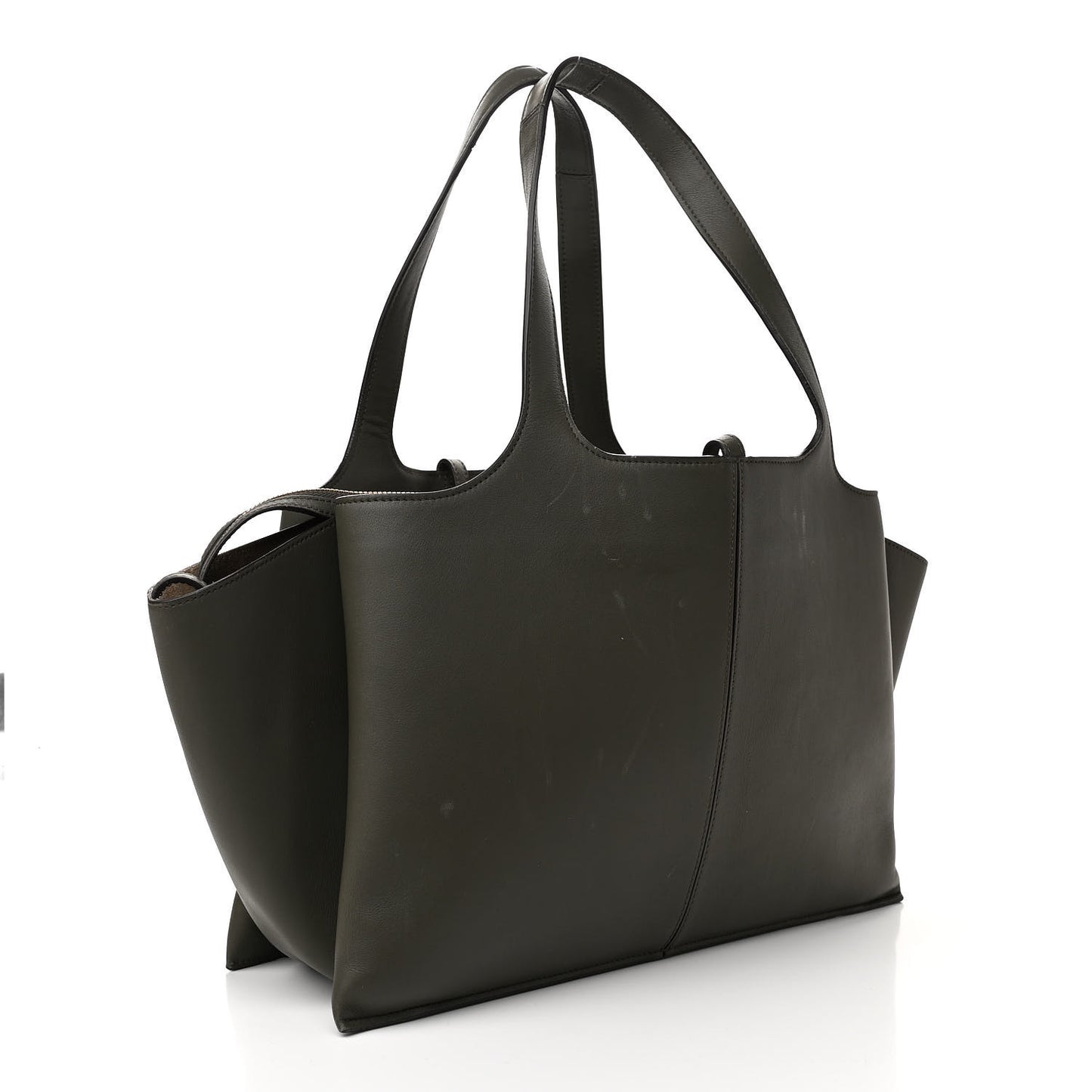 Smooth Calfskin Medium Tri-Fold Bag Khaki
