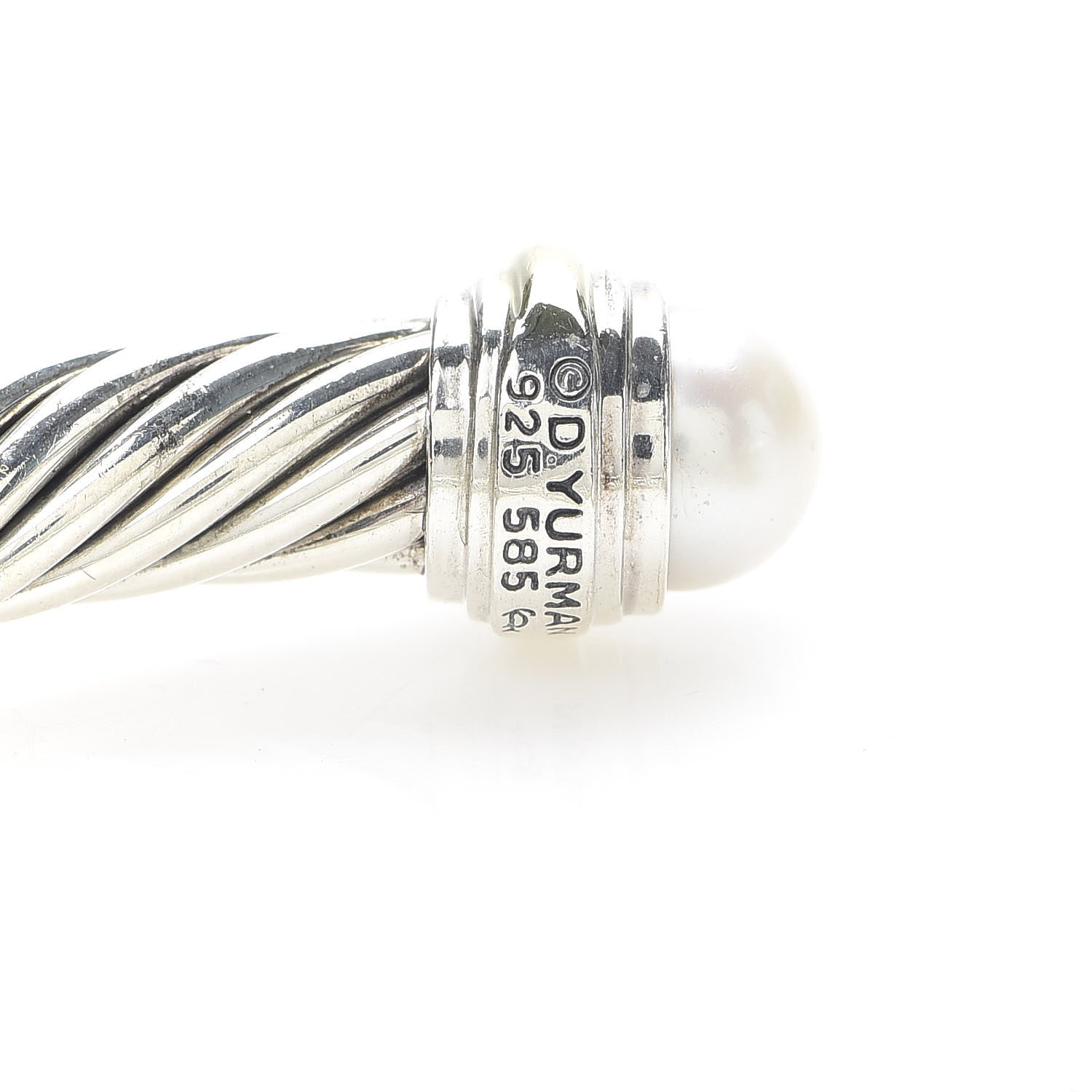David Yurman Sterling Silver 14K Yellow Gold Pearl 7mm Cable Classics Bracelet 4 of 4