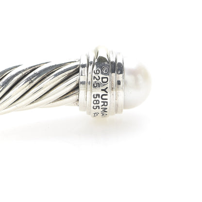 David Yurman Sterling Silver 14K Yellow Gold Pearl 7mm Cable Classics Bracelet 4 of 4