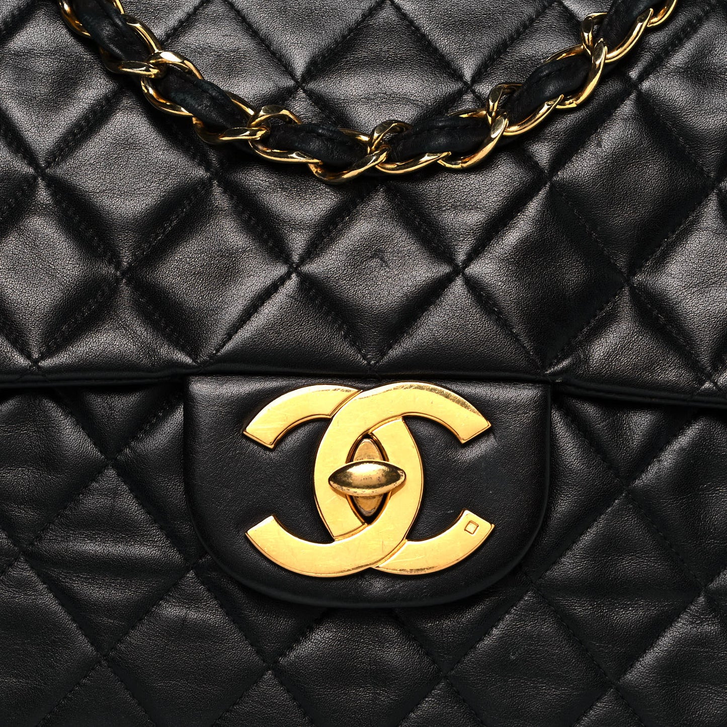 Lambskin Quilted XL Jumbo Single Flap Black