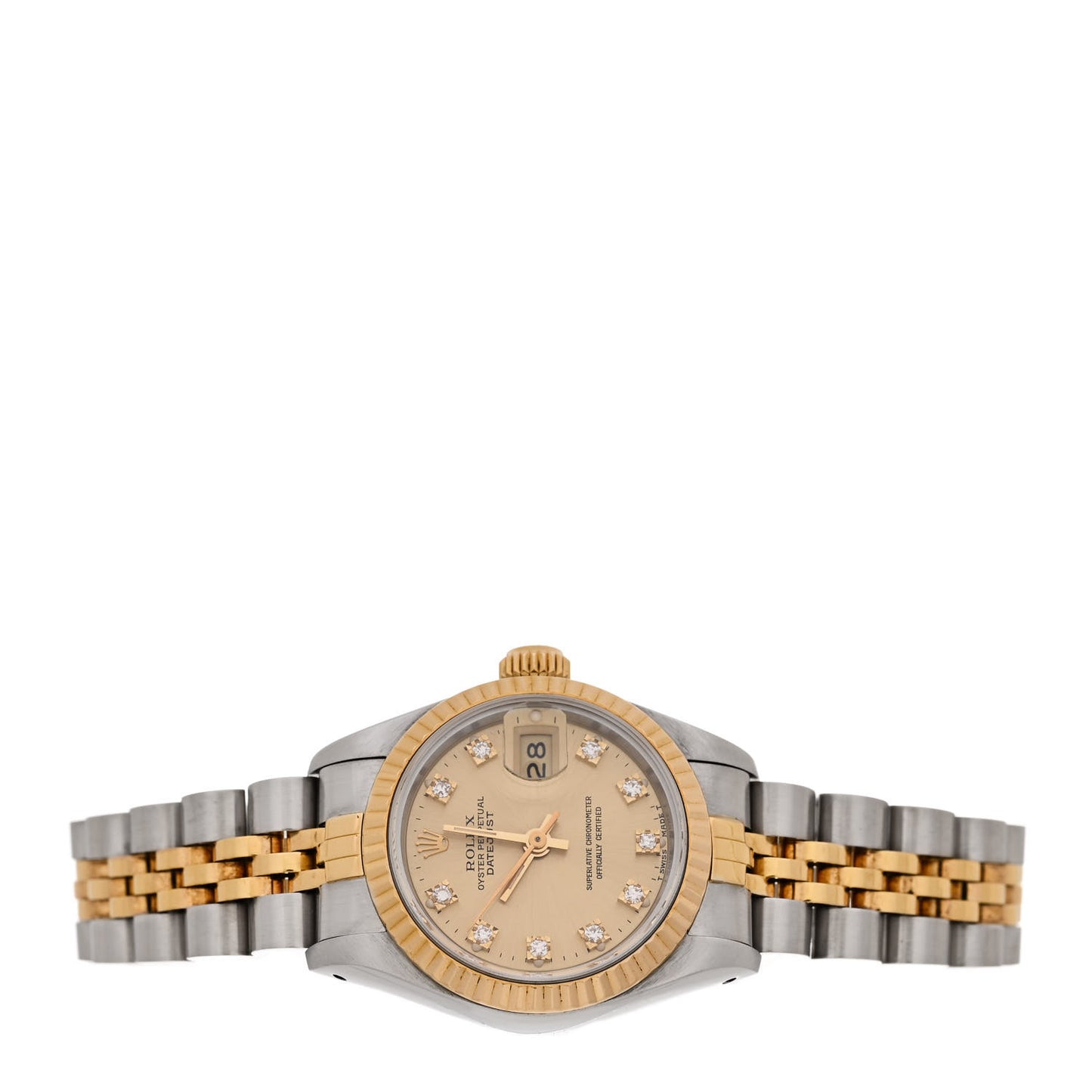 Stainless Steel 18K Yellow Gold Diamond 26mm Oyster Perpetual Datejust Watch Champagne 69173