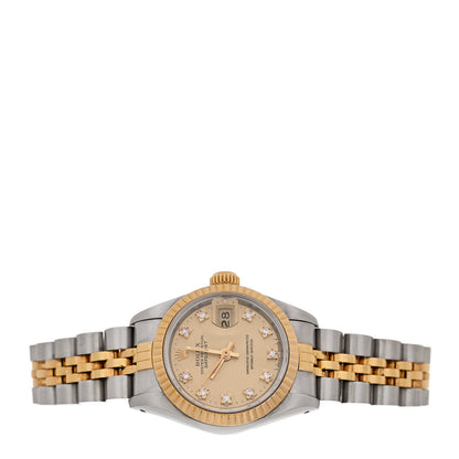 Rolex Stainless Steel 18K Yellow Gold Diamond 26mm Oyster Perpetual Datejust Watch Champagne 69173 2 of 4