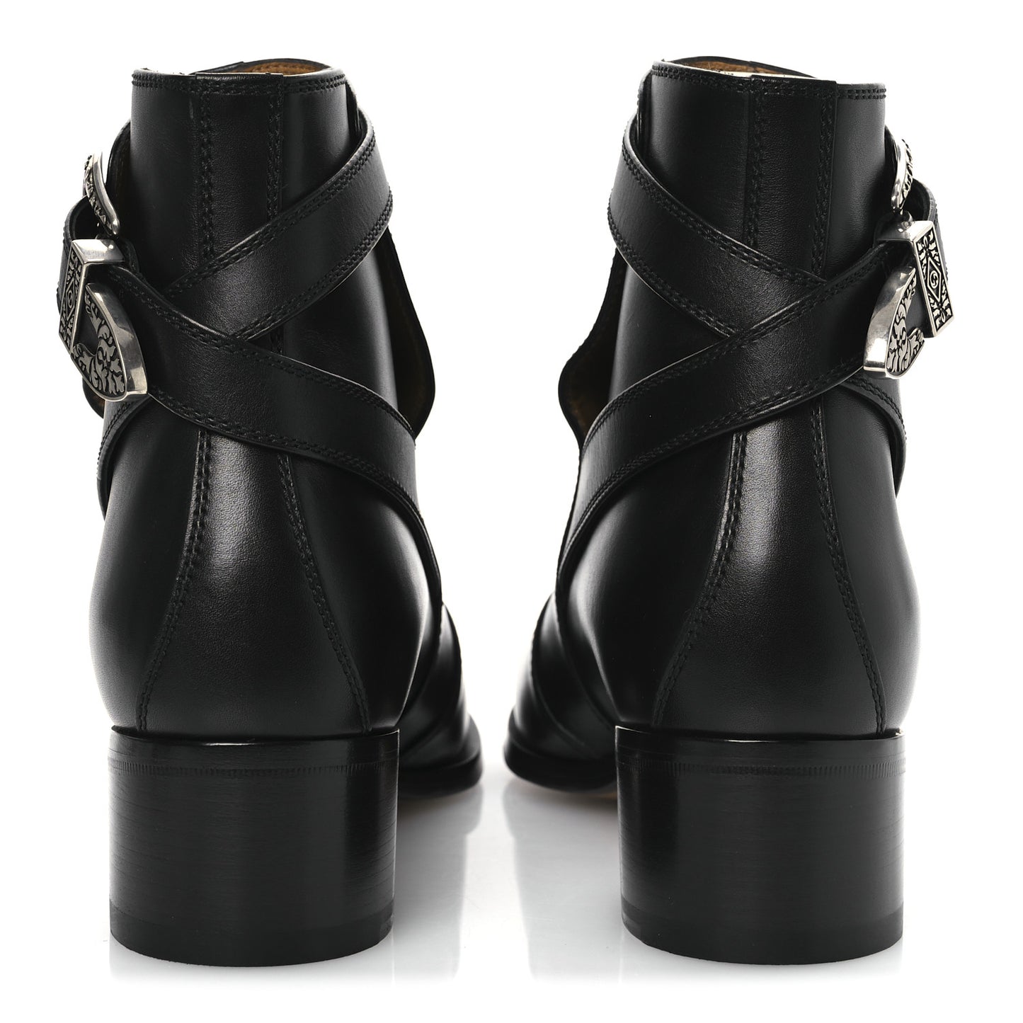 Calfskin Jakarta Buckle Boots 8 Black