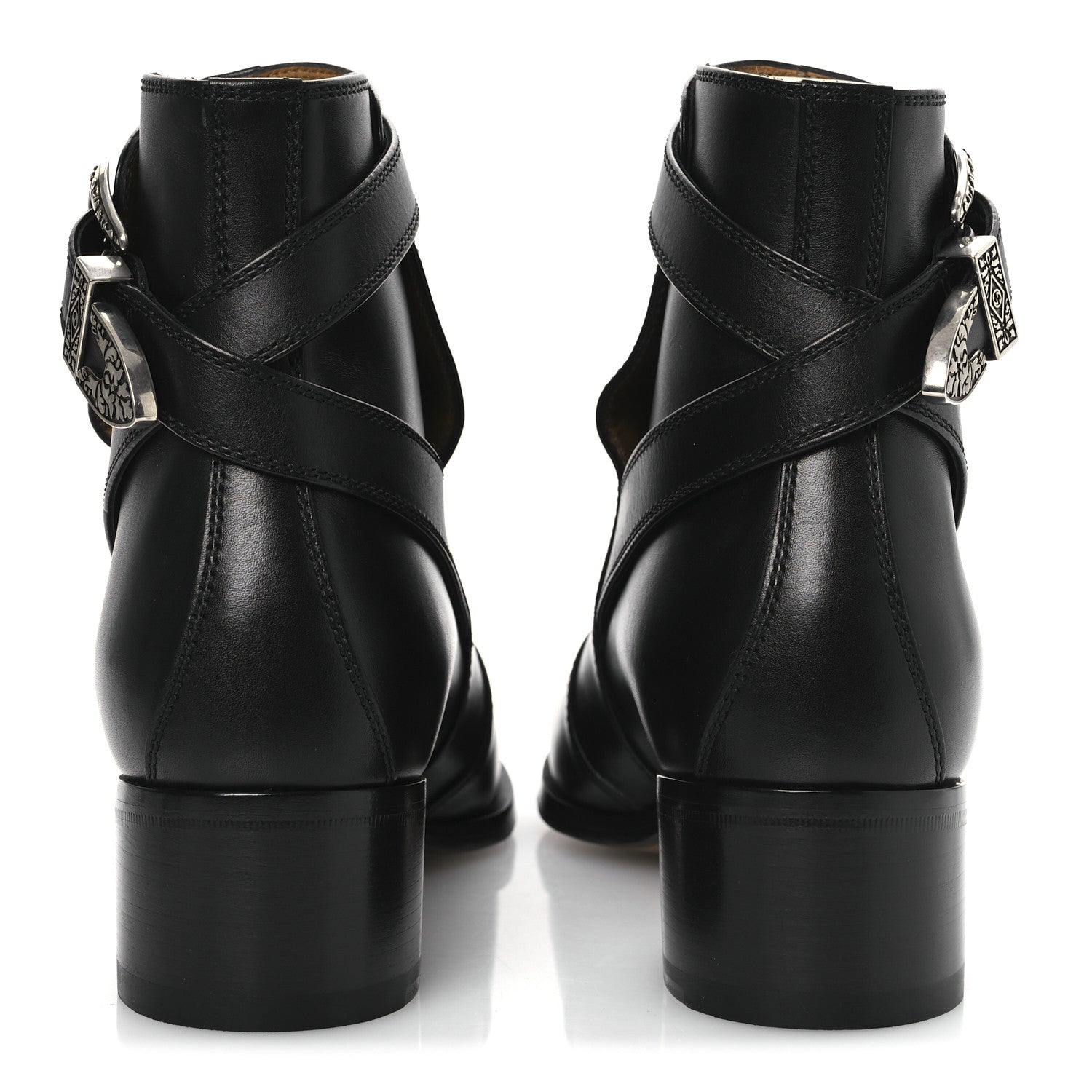 Gucci Calfskin Jakarta Buckle Boots 8 Black 6 of 11