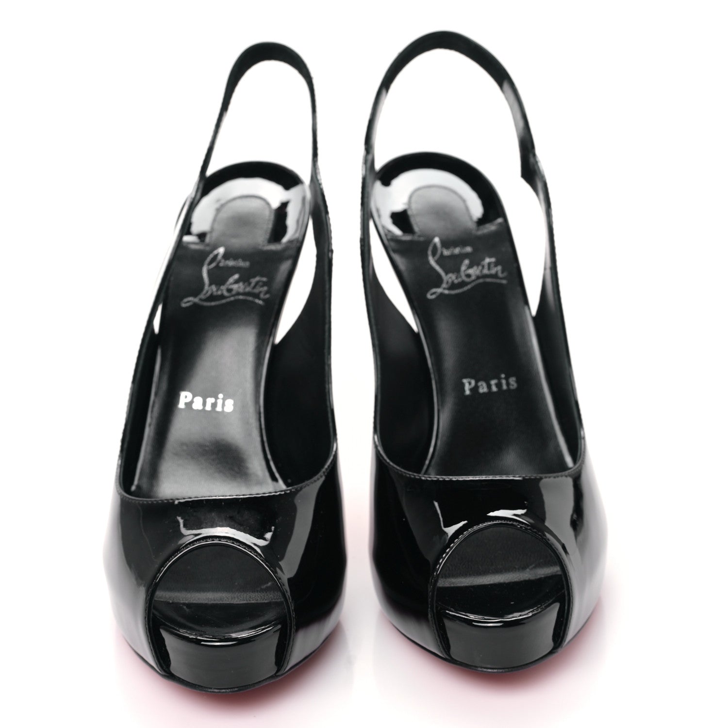 Christian Louboutin Patent Hot Chick Slingback Platform Peep Toe 120 Pumps 39 Black 2 of 8