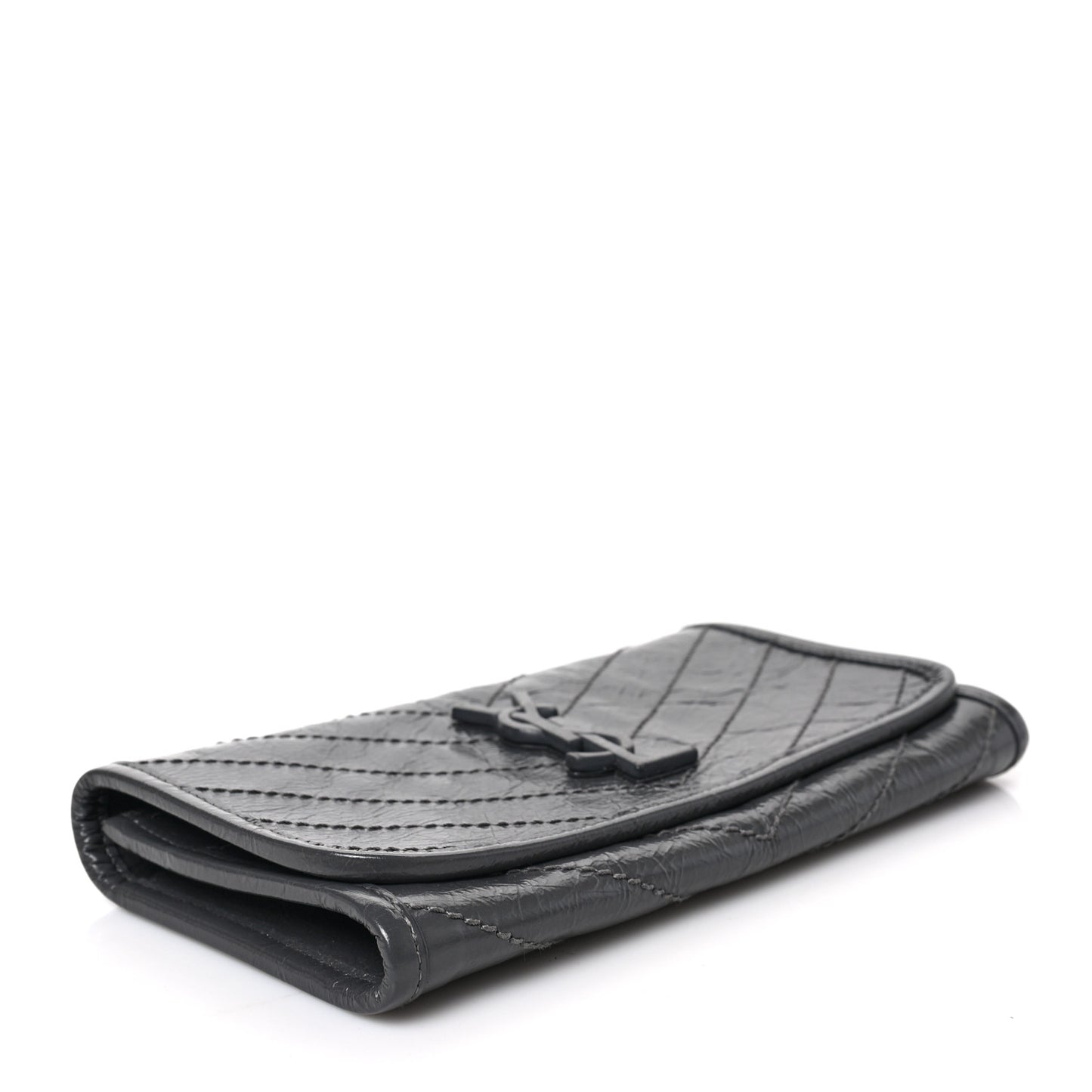 Crinkled Calfskin Matelasse Monogram Niki Wallet Storm