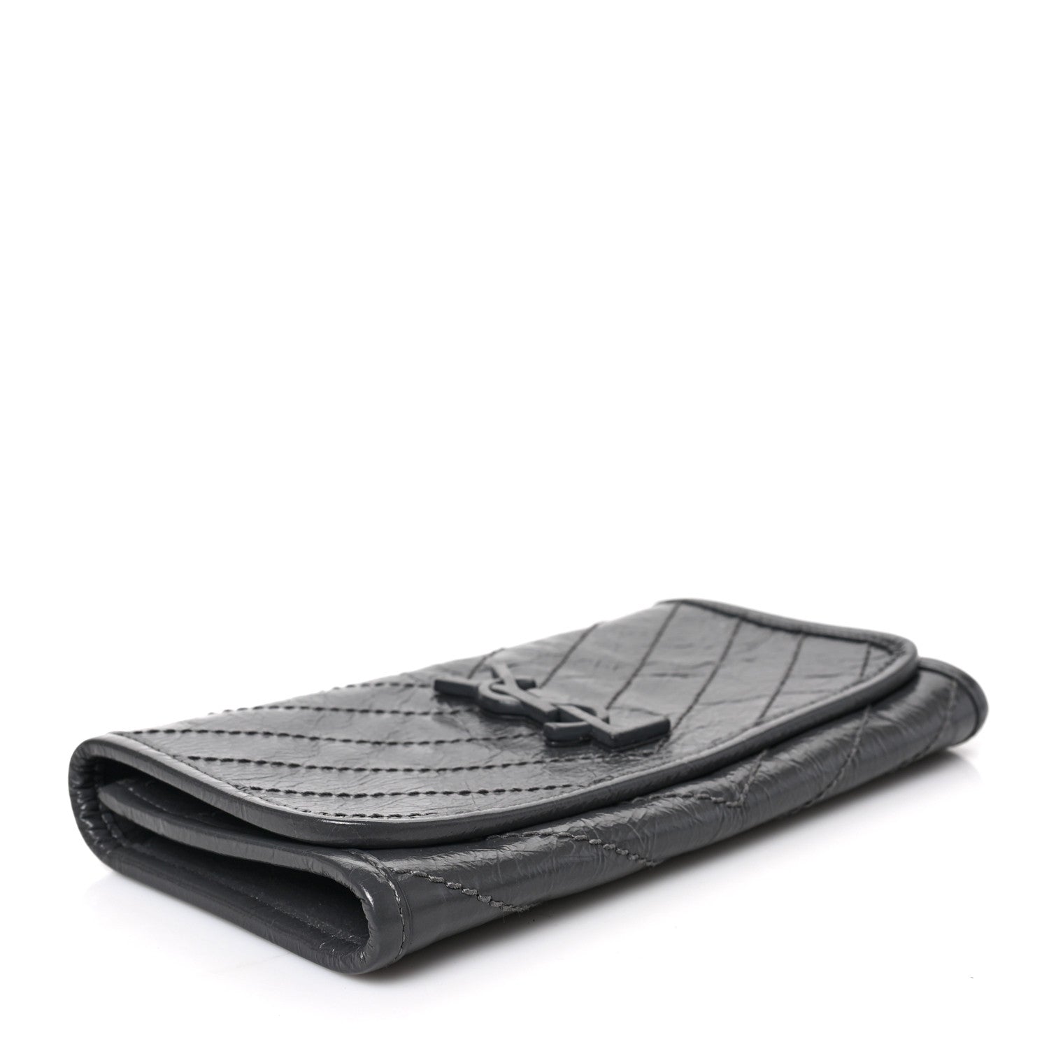 Saint Laurent Crinkled Calfskin Matelasse Monogram Niki Wallet Storm 4 of 6