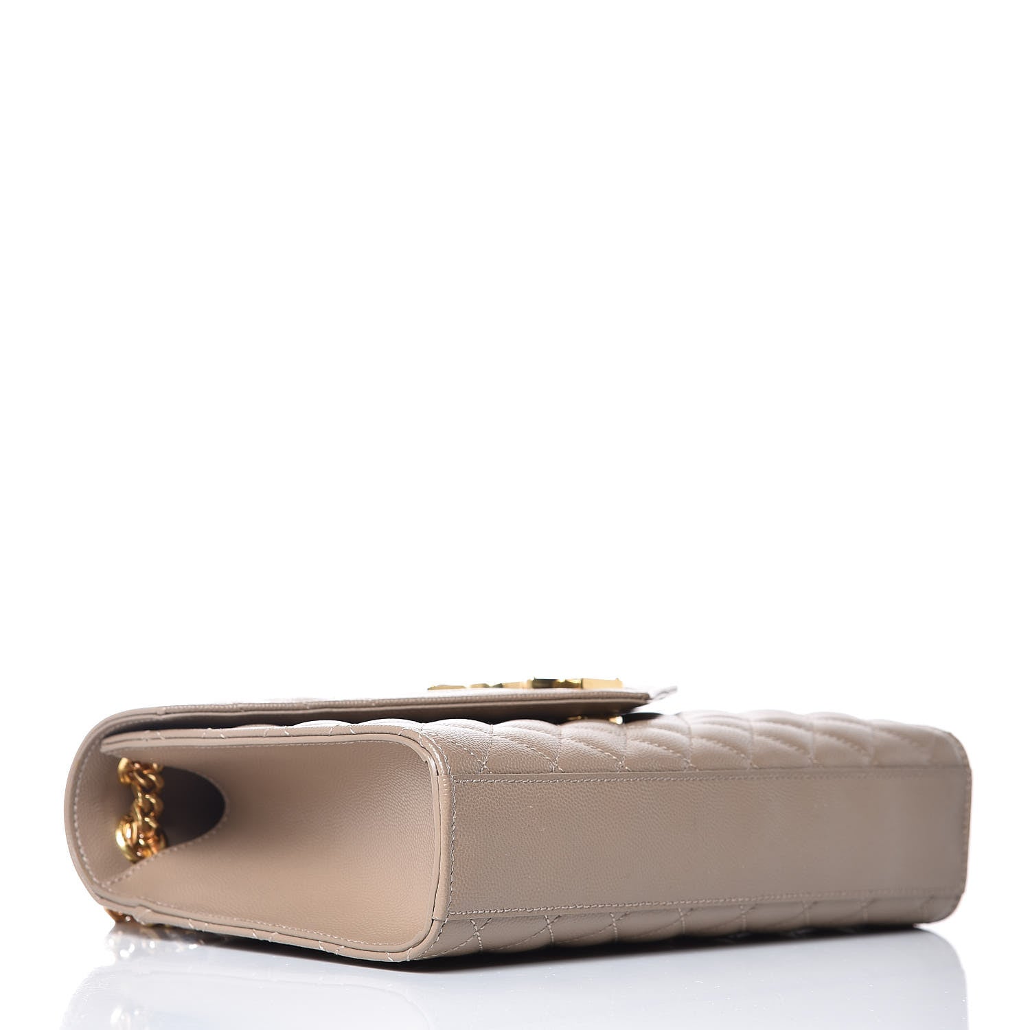 Saint Laurent Grain De Poudre Textured Mixed Matelasse Medium Triquilt Monogram Satchel Taupe 4 of 7
