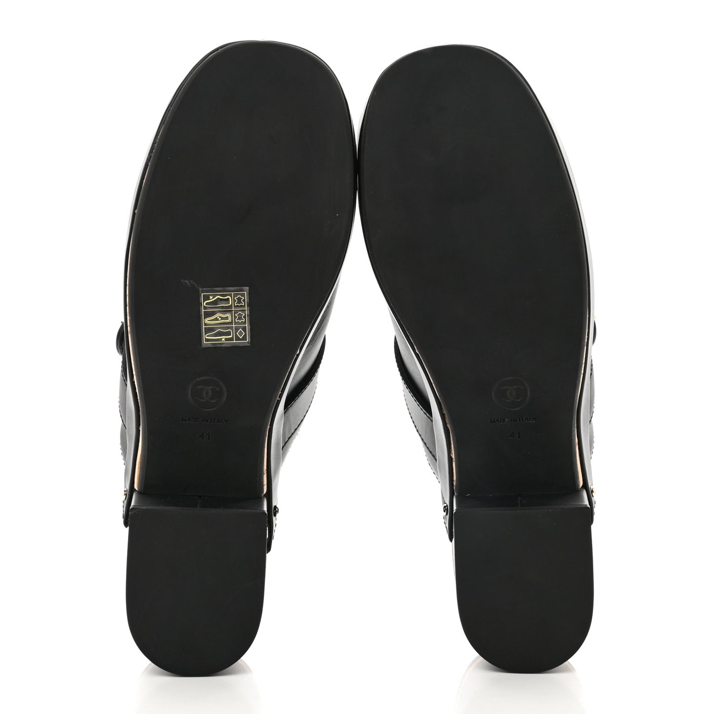 Calfskin CC Turn Lock Clogs 41 Black