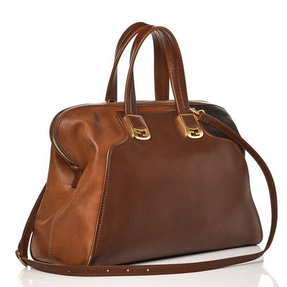 Fendi Capra Vitello Saddle Colorblock Large Chameleon Tote Moro Biscotto 3 of 15
