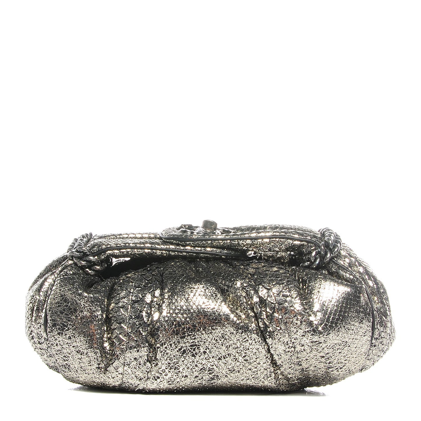 Metallic Python Midnight Stones Clutch Silver