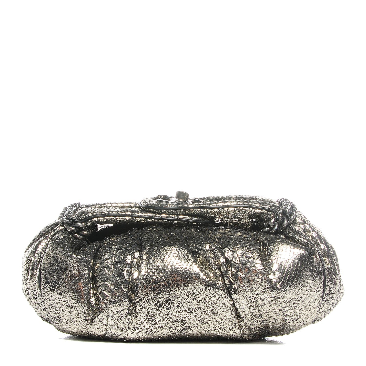 Chanel Metallic Python Midnight Stones Clutch Silver 1 of 9