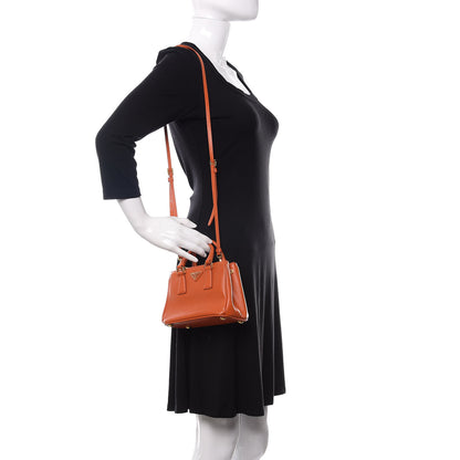 Prada Saffiano Lux Micro Galleria Double Zip Tote Papaya 2 of 12