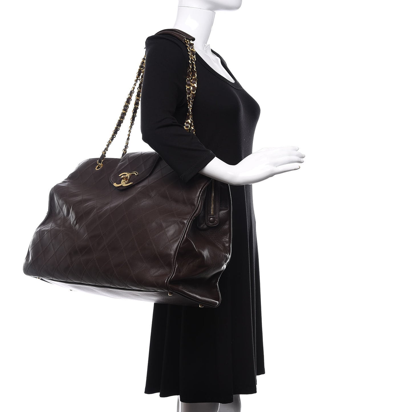 Calfskin Stitched XL Weekender Brown