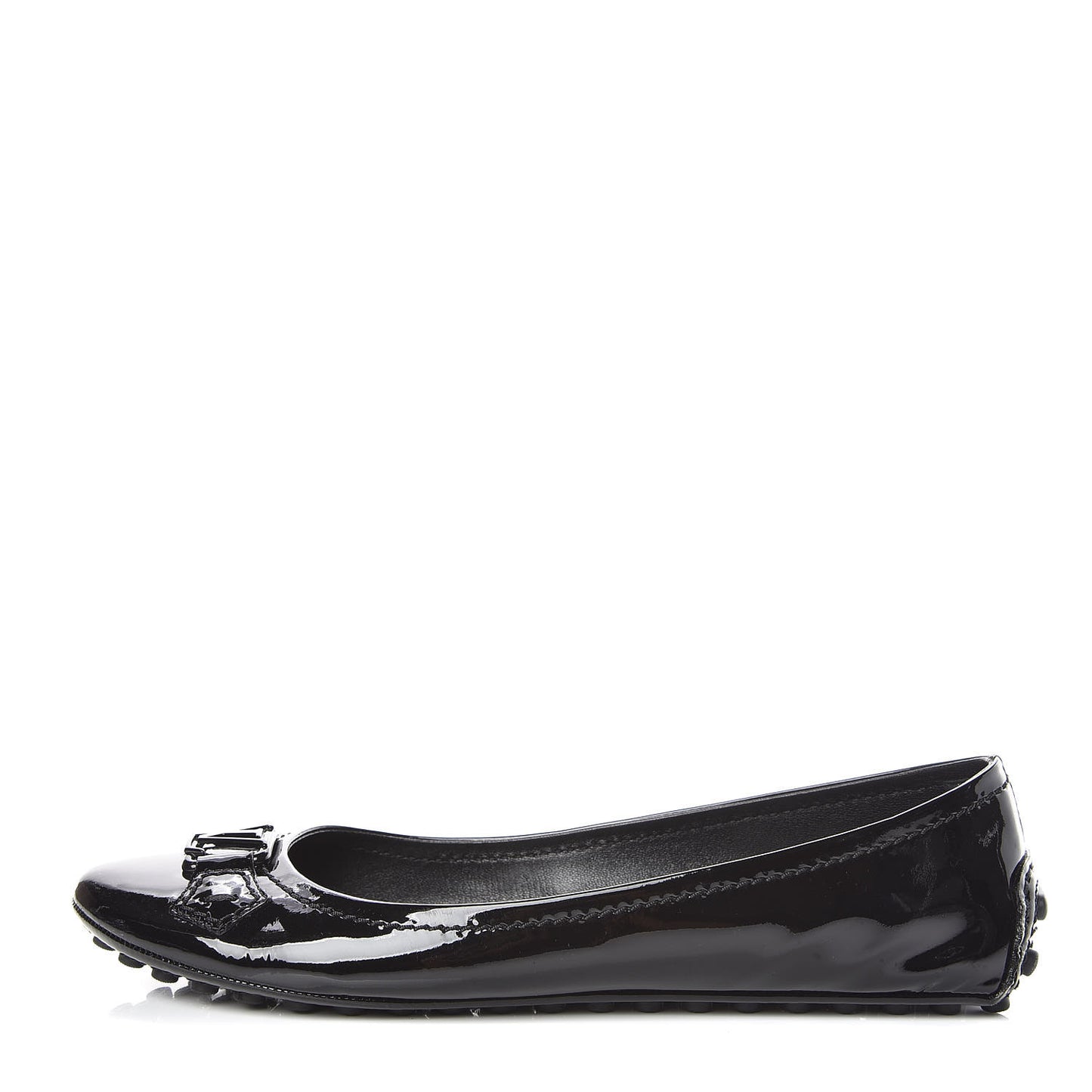Patent Calfskin Oxford Ballerina Flats 39 Black