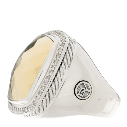 David Yurman Sterling Silver 18K Yellow Gold Diamond 20mm Albion Statement Ring 58 8.25 3 of 5