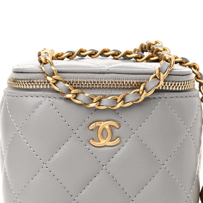 Chanel Lambskin Quilted Pearl Crush Mini Vanity Case With Chain Grey 8 of 11
