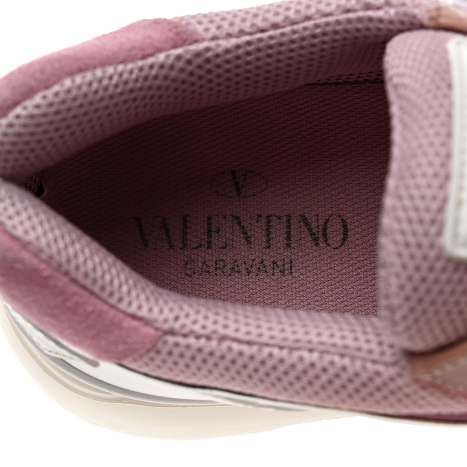 Valentino Garavani Stretch Knit VLTN Heroes Her Sneakers 37 Water Rose White Giacinto 7 of 9