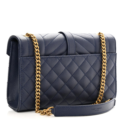 Saint Laurent Grain De Poudre Textured Mixed Matelasse Triquilt Small Monogram Satchel Blue 2 of 10