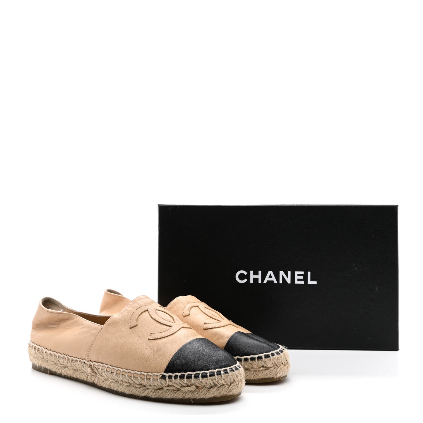 Lambskin CC Espadrilles 39 Beige Black