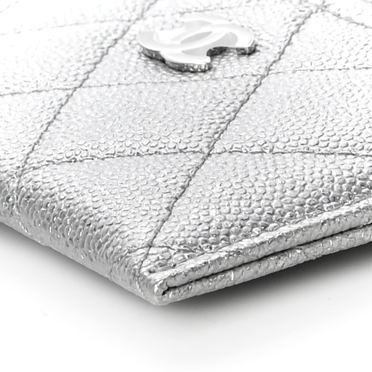 Chanel Metallic Caviar Quilted Card Holder Silver 11 of 12