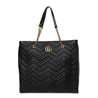 Gucci Azalea Calfskin Matelasse Large GG Marmont Slim Tote Black 1 of 10