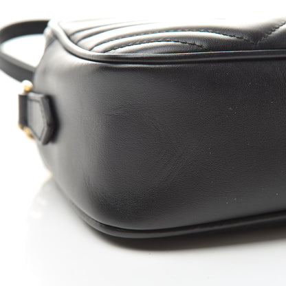 Gucci Calfskin Matelasse Small GG Marmont Chain Shoulder Bag Black 9 of 11