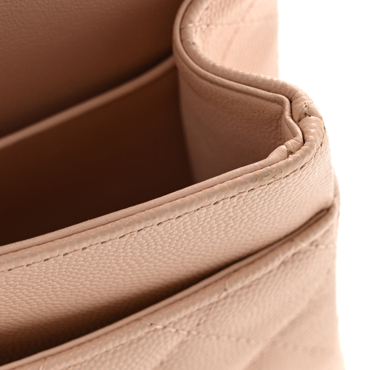 Caviar Quilted Medium Double Flap Light Beige