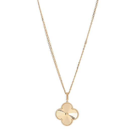 18K Yellow Gold Guilloche Magic Alhambra Long Necklace