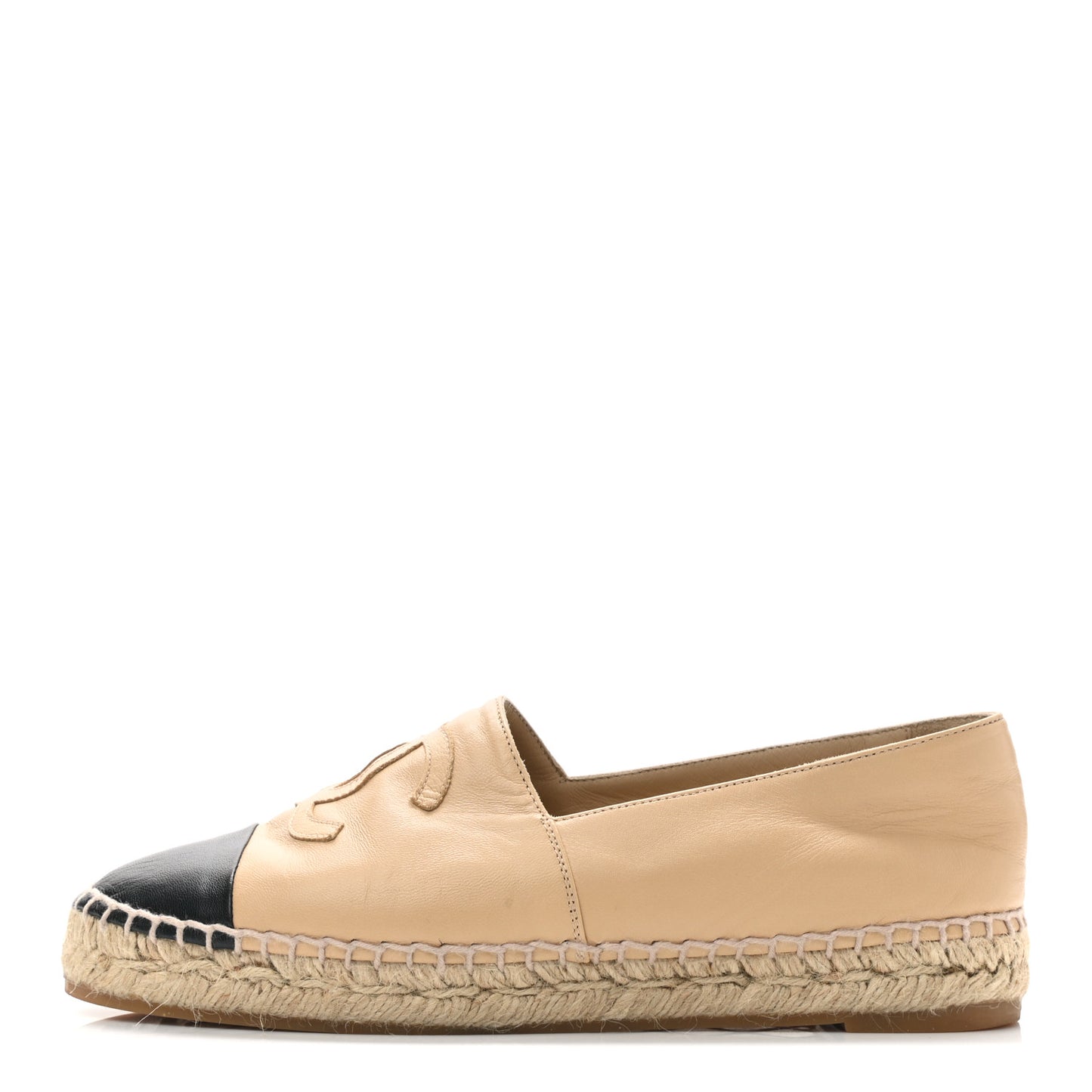 Lambskin CC Espadrilles 36 Beige Black