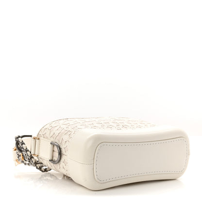 Chanel Calfskin Wool Felt Embossed Small Gabrielle Logo Hobo White 4 of 10