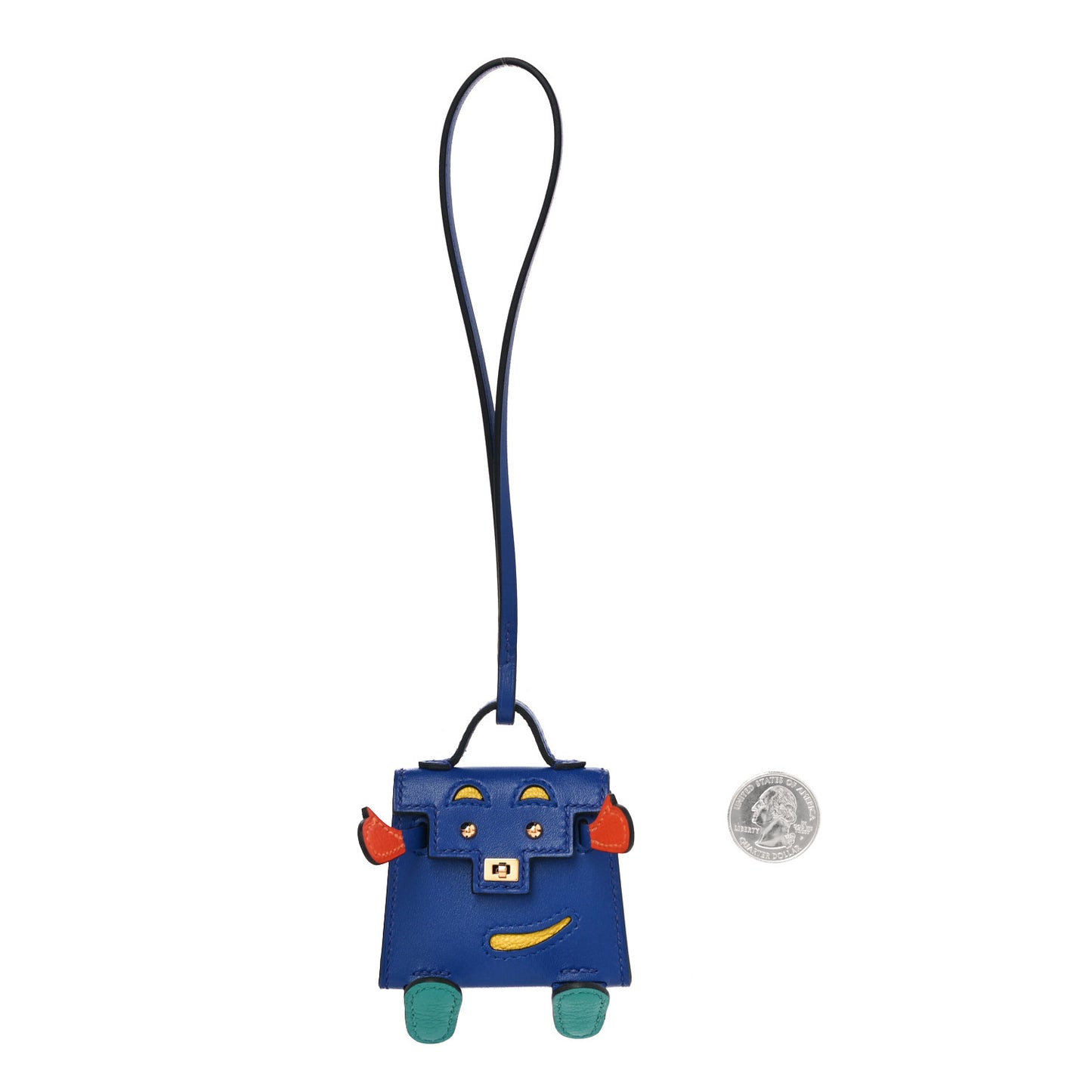 Tadelakt Chevre Mysore Kelly Quelle Idole Bag Charm Bleu Electrique Feu Jaune De Naples Vert Verone
