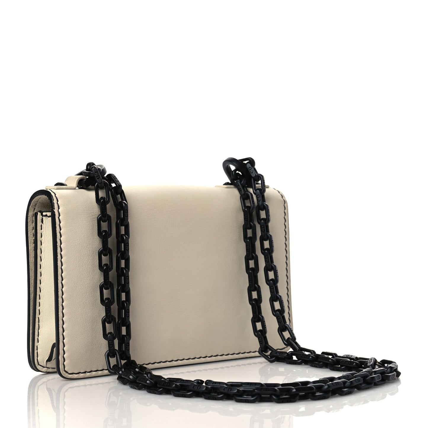 Smooth Calfskin Mini J'Adior Chain Flap Bag Off White