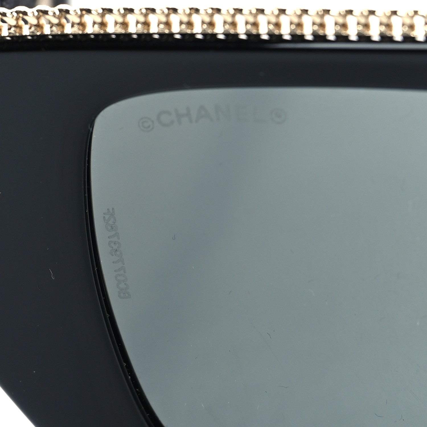 Chanel Acetate Tweed Wool CC Chain Rectangle Sunglasses 71549 Black 7 of 8