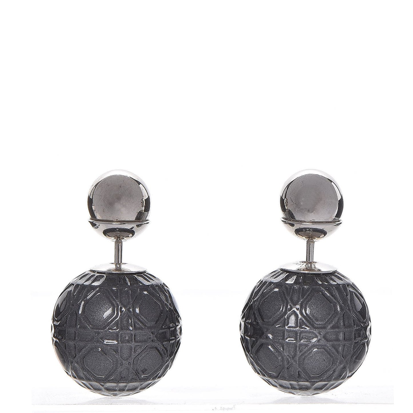 Metal Cannage Mise En Dior Tribal Earrings Grey