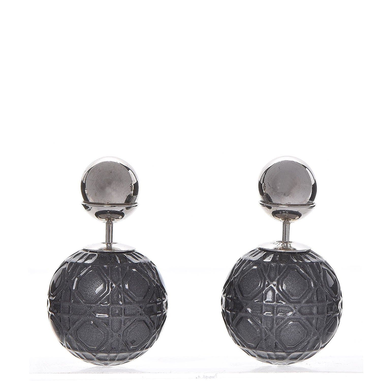 Christian Dior Metal Cannage Mise En Dior Tribal Earrings Grey 1 of 4
