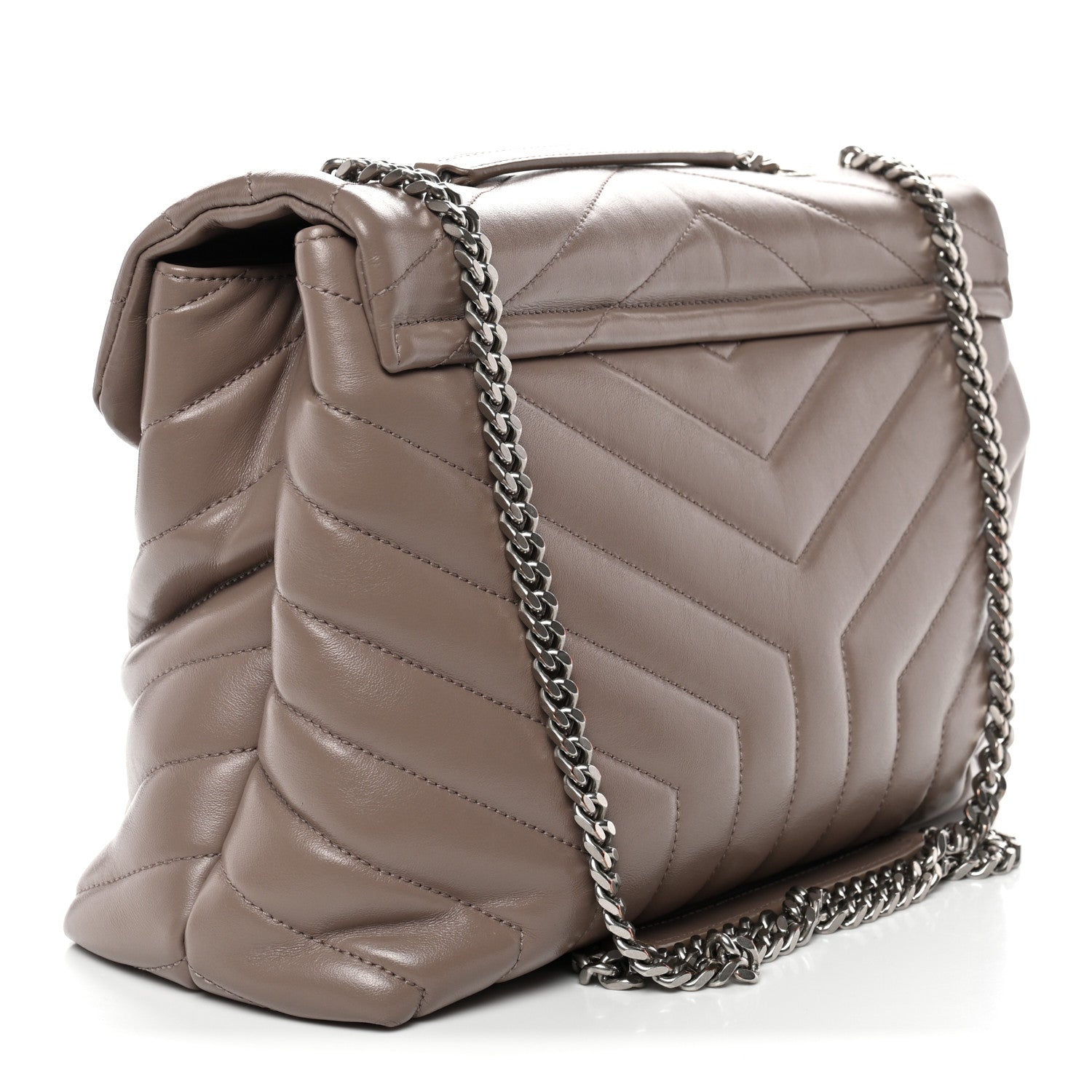Saint Laurent Calfskin Y Quilted Monogram Medium Loulou Chain Satchel Mink 3 of 12