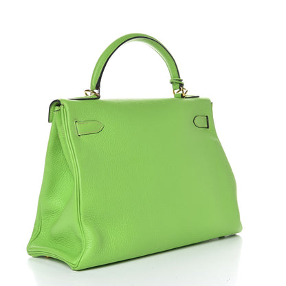 Hermes Taurillon Clemence Kelly Retourne 32 Vert Cru 3 of 41