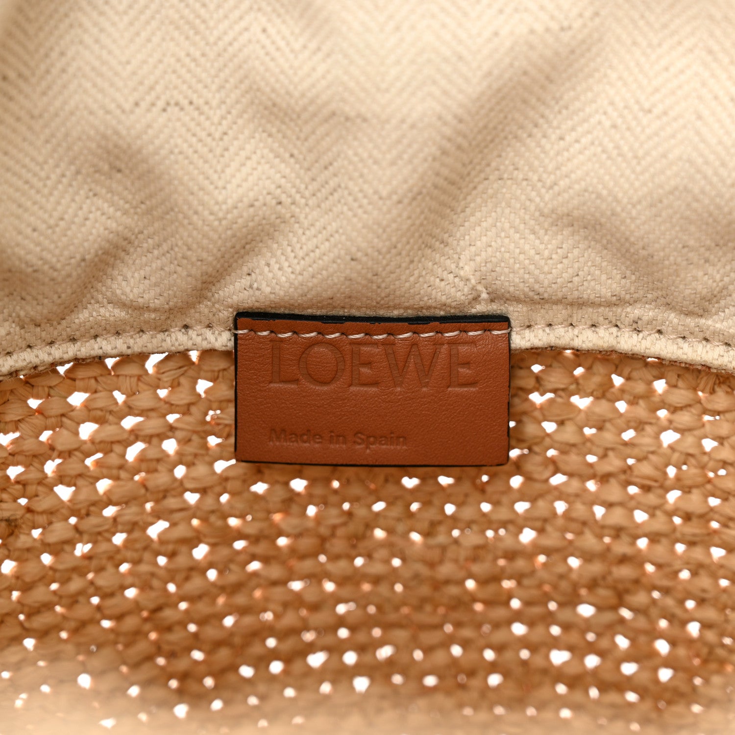 Loewe Calfskin Raffia Anagram Paulas Ibiza Pochette Bag Natural Tan 6 of 9