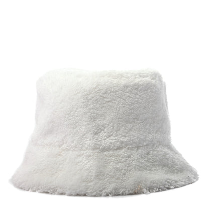 Prada Terry Cloth Logo Embroidered Womens Bucket Hat S White Black 6 of 8
