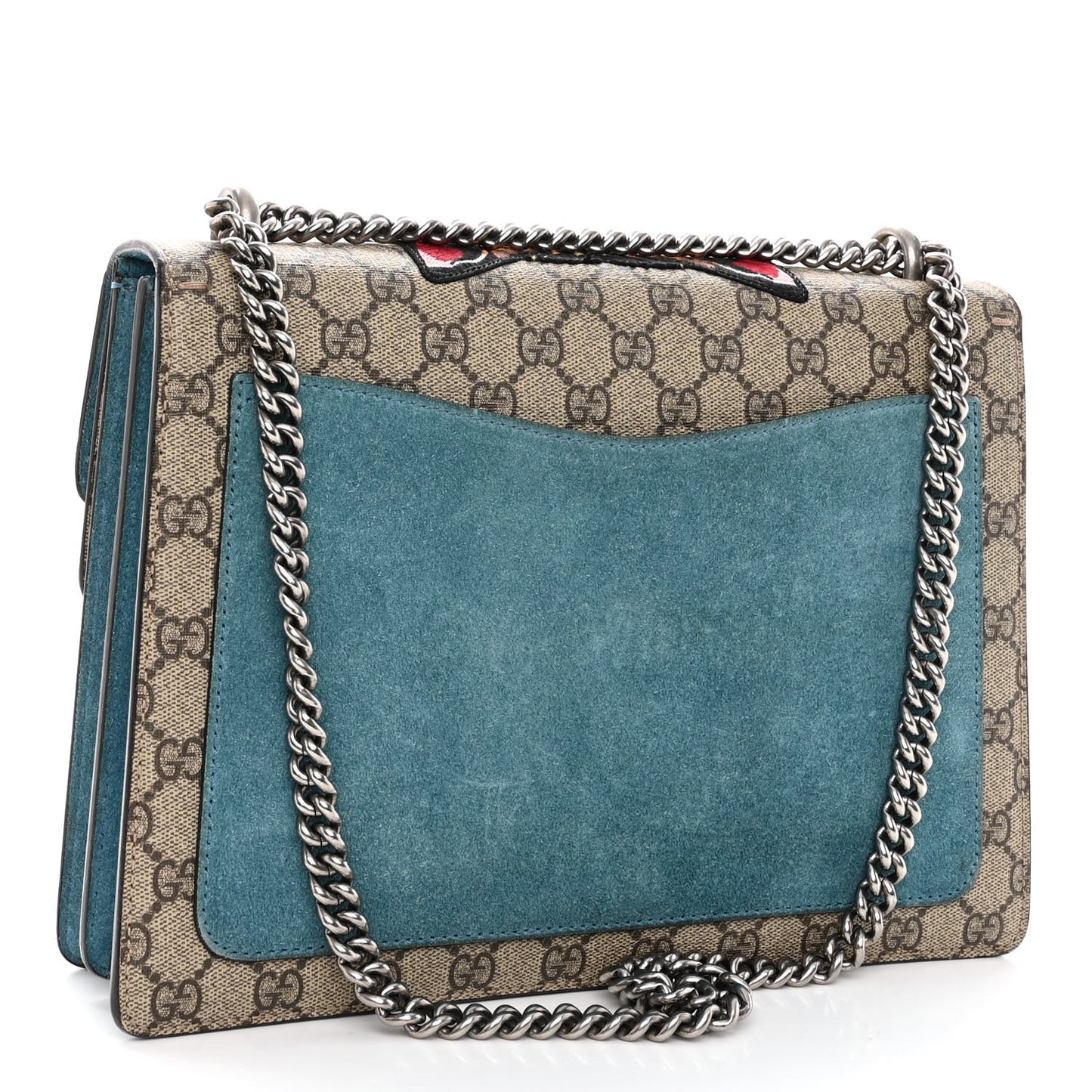 GG Supreme Monogram Angry Cat Embroidered Medium Dionysus Shoulder Bag Beige Ultramarine
