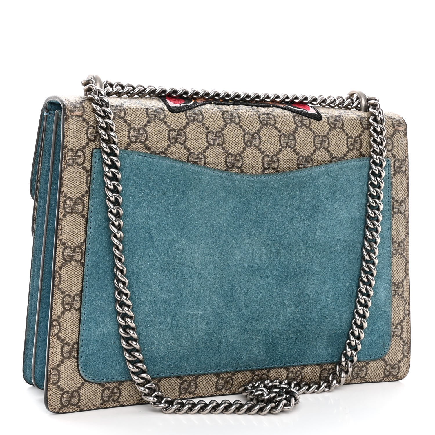 Gucci GG Supreme Monogram Angry Cat Embroidered Medium Dionysus Shoulder Bag Beige Ultramarine 3 of 16