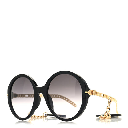 Gucci Acetate Detachable Charm Oversized Frame Round Sunglasses GG0726S Black 1 of 8
