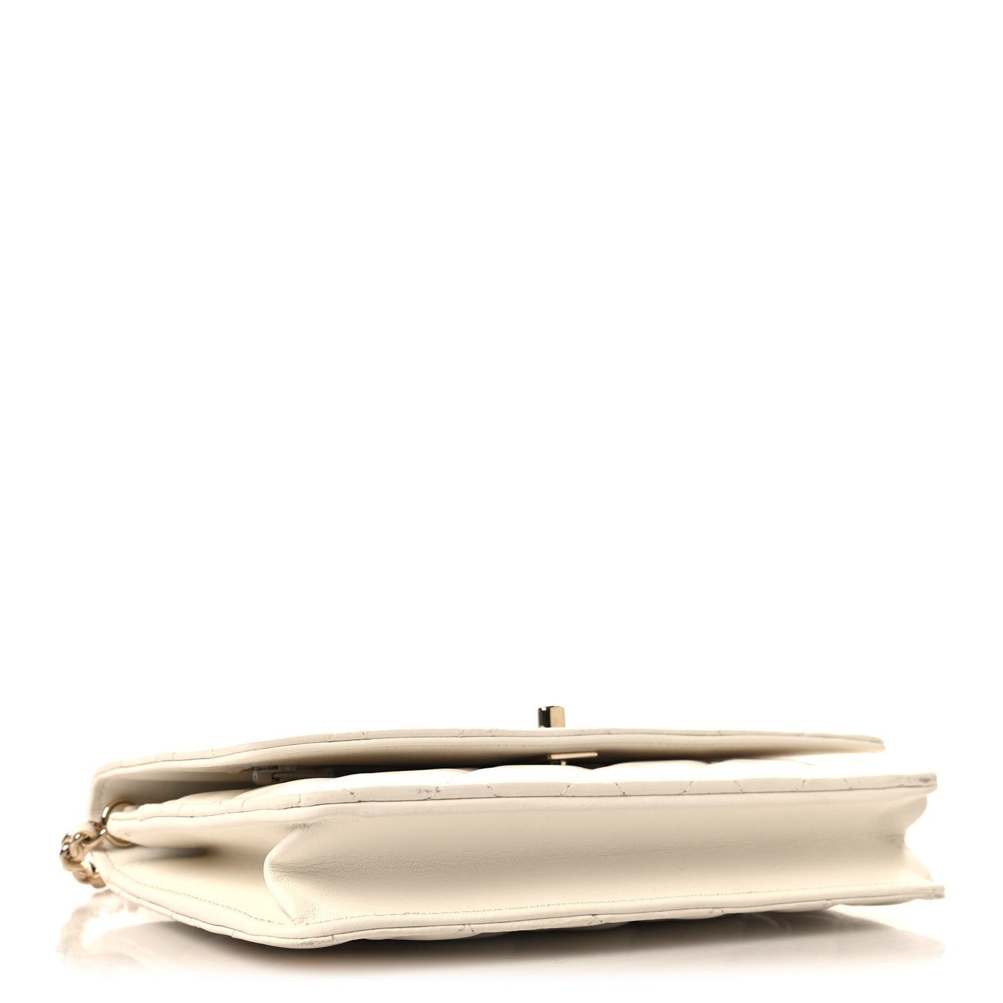 Lambskin Enamel Quilted Pearl Crush Wallet On Chain WOC White