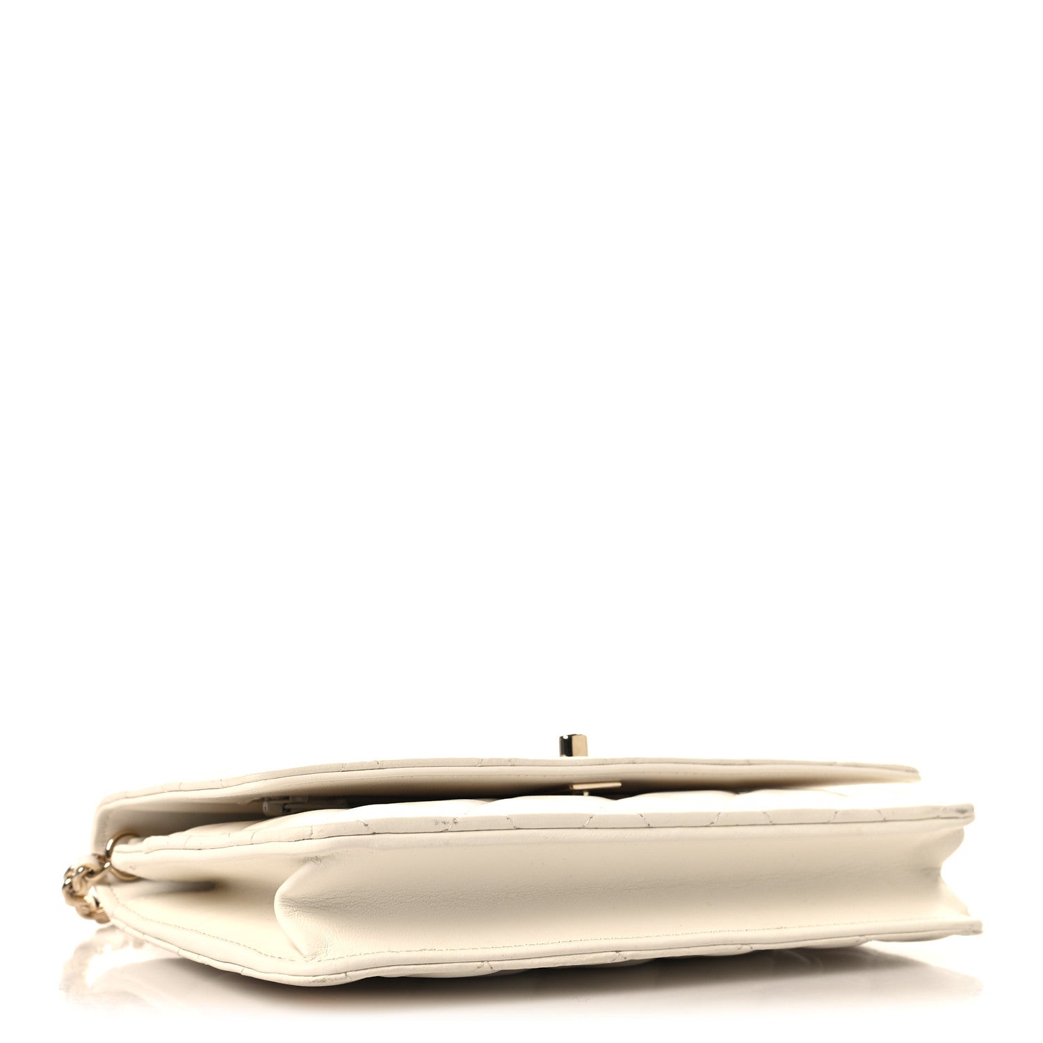 Chanel Lambskin Enamel Quilted Pearl Crush Wallet On Chain WOC White 4 of 12