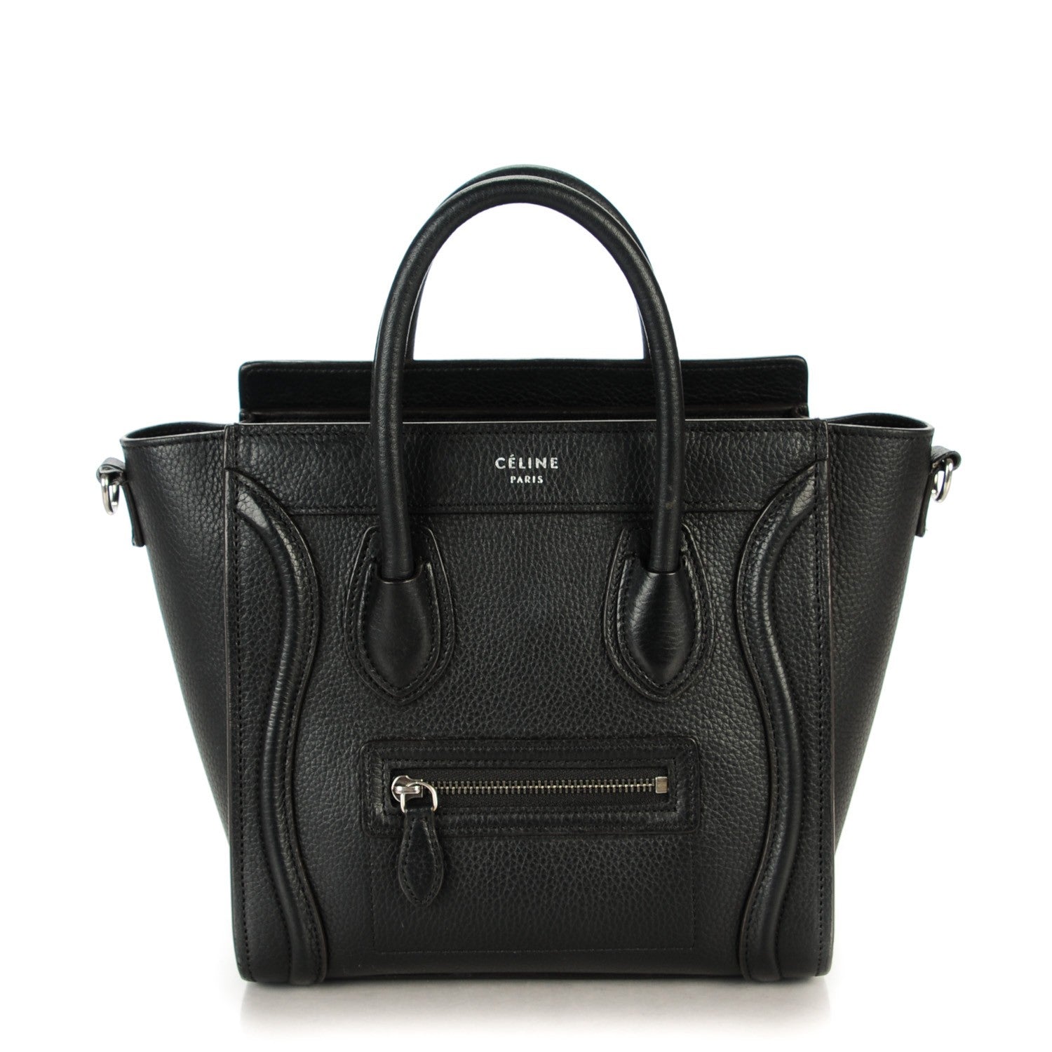 Celine Drummed Calfskin Nano Luggage Black 1 of 7