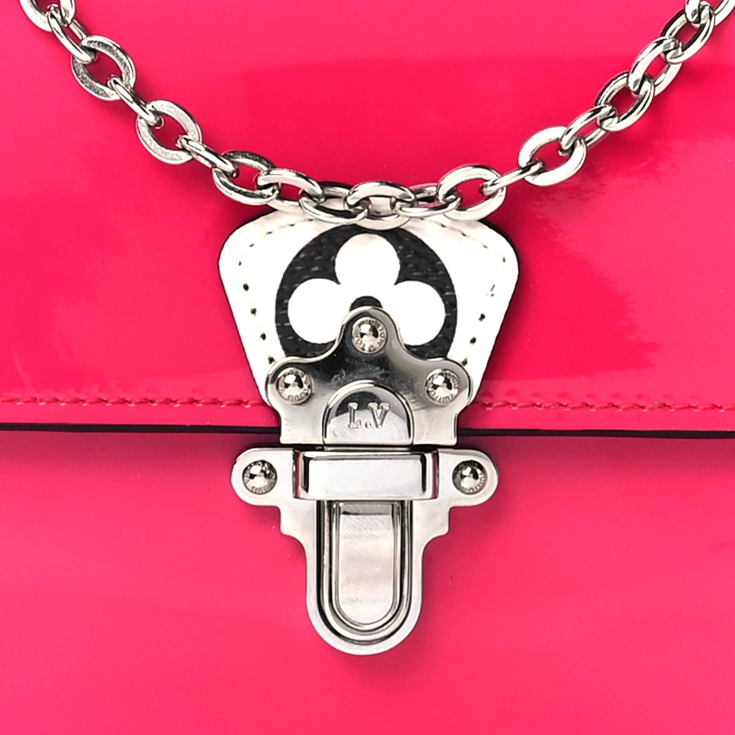 Patent Calfskin Monogram Cherrywood Chain Wallet Berlingot Pink