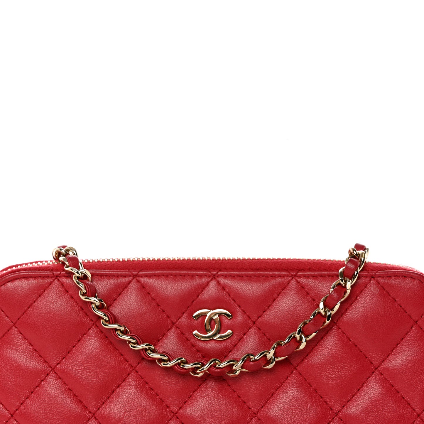 Lambskin Quilted Small Clutch With Chain Dark Pink